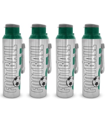 Dhara Stainless Steel Breeze Green Stainless Steel Fridge Water Bottle 800 mL ( Set of 4 )