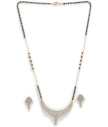 PUJVI Silver Mangalsutra Set ( Pack of 1 )