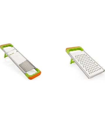 iview kitchenware - Stainless Steel Slicer,Vegetable Grater,Coconut Grater ( Pack of 2 ) - Silver
