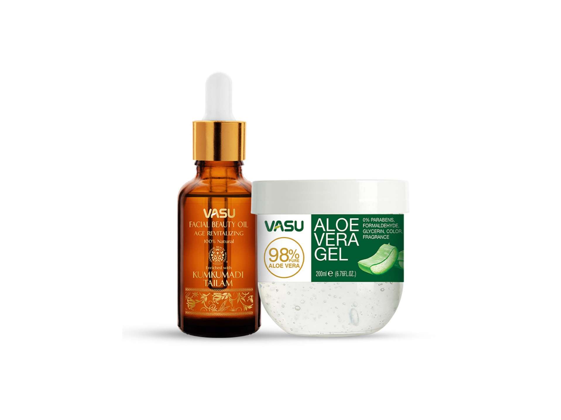 Vasu Facial Beauty Oil with Aloe Vera Gel - Enriched with Kumkumadi Tailam and Aloe Vera - Age Revitalizing - Reduce Hyperpigmentation & Age Spots - G