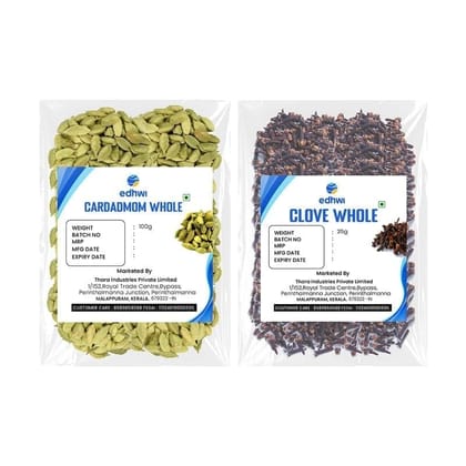 EDHWI Cardamom 100g & Clove 25g Combo | Premium Spices for Cooking, Baking & Flavoring