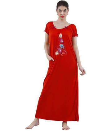 Romaisa Viscose Nighty & Night Gowns - Red Single