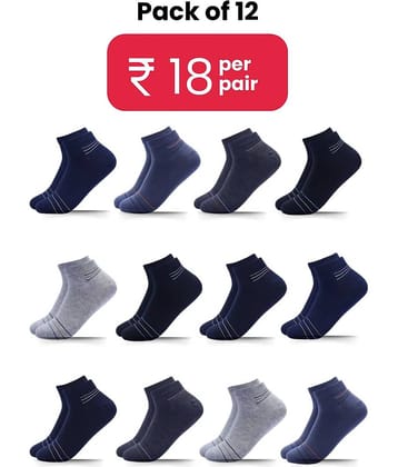 Broen - Cotton Men's Striped Multicolor Low Cut Socks ( Pack of 12 )