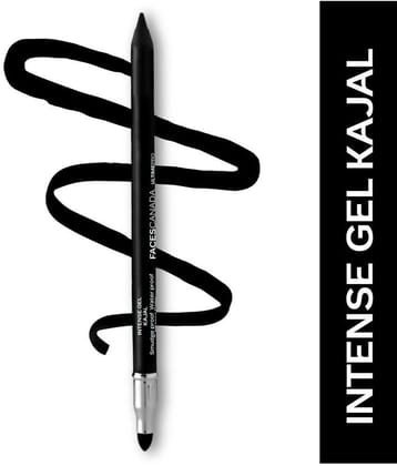 FACES CANADA Ultime Pro Intense Gel Kajal With Sharpener - Black, 1.2 g | 24 Hr Long Stay