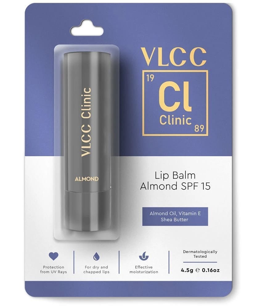 VLCC Clinic Lip Balm SPF 15 - Almond & Vitamin E - 4.5 g - SPF Protection Lip Balm With Almond