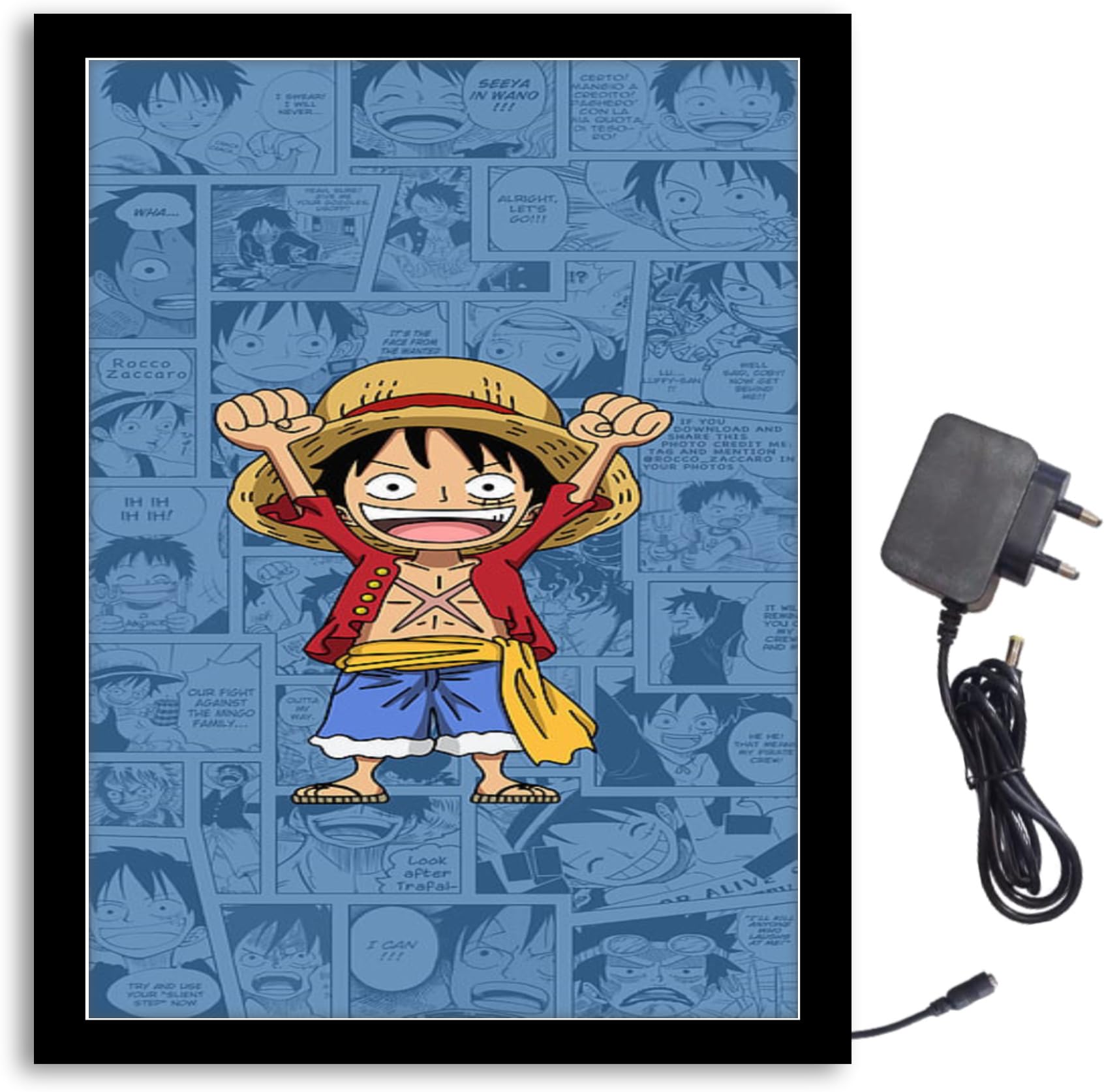 NOKKES One Piece Lost Boy Light Photo Frame 8X10 inch Led Light photo Frame With Light Adaptor Led Light Photo Frame Black Color Photo Frame_AQW143