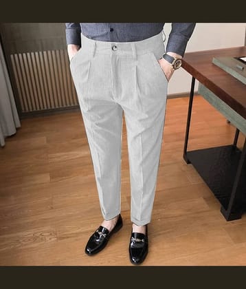 INDICLUB Regular Men's Formal Trouser - Silver ( Pack of 1 )