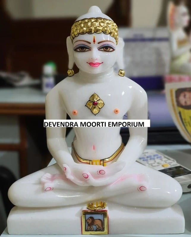 Marble Mahaveer Swami Statue 9inch, Home