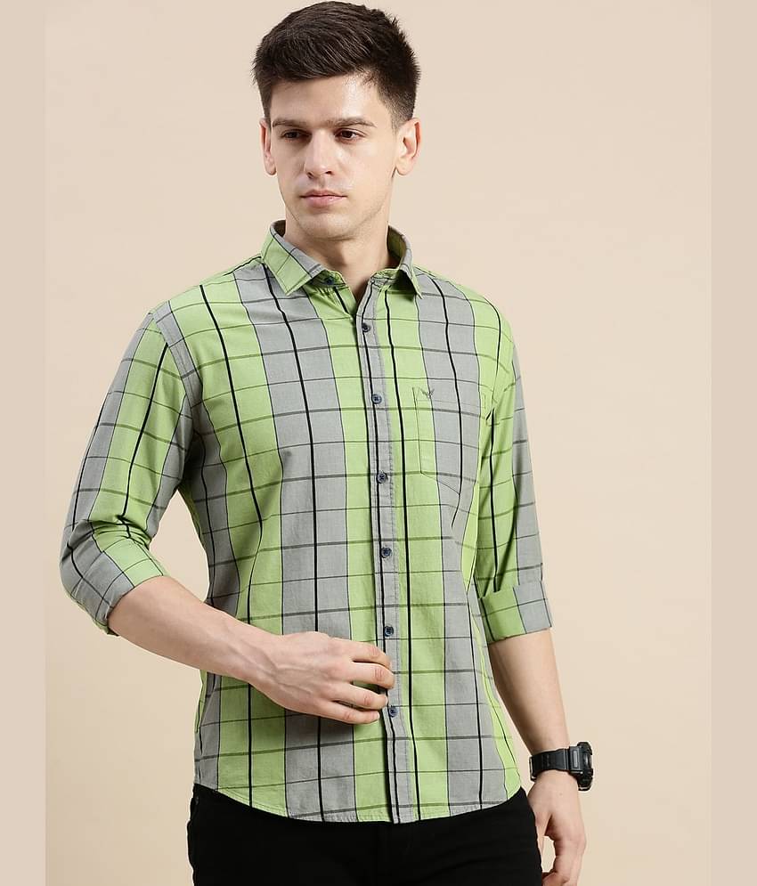 Showoff Cotton Blend Regular Fit Checks Full Sleeves Men's Casual Shirt - Green ( Pack of 1 )