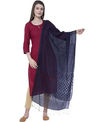 A R Silk Navy Cotton Blend Self Dupatta