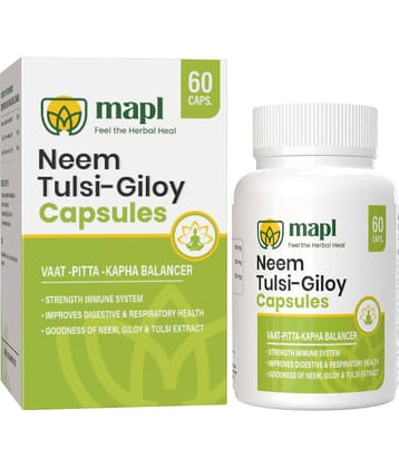 MAPL Neem Giloy Tulsi Capsules for Immunity Support, Ayurvedic Wellness, Vata-Pitta-Kapha Balance, Detox & Overall Health - 60 Capsules