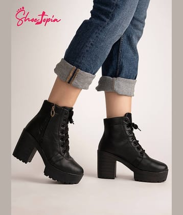Shoetopia Black Women's Ankle Length Boots
