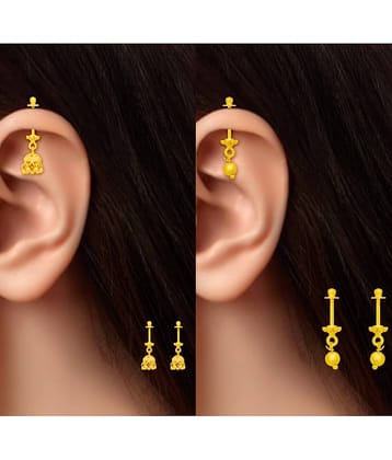 LUV FASHION Gold EarCuff Earrings ( Pack of 2 )