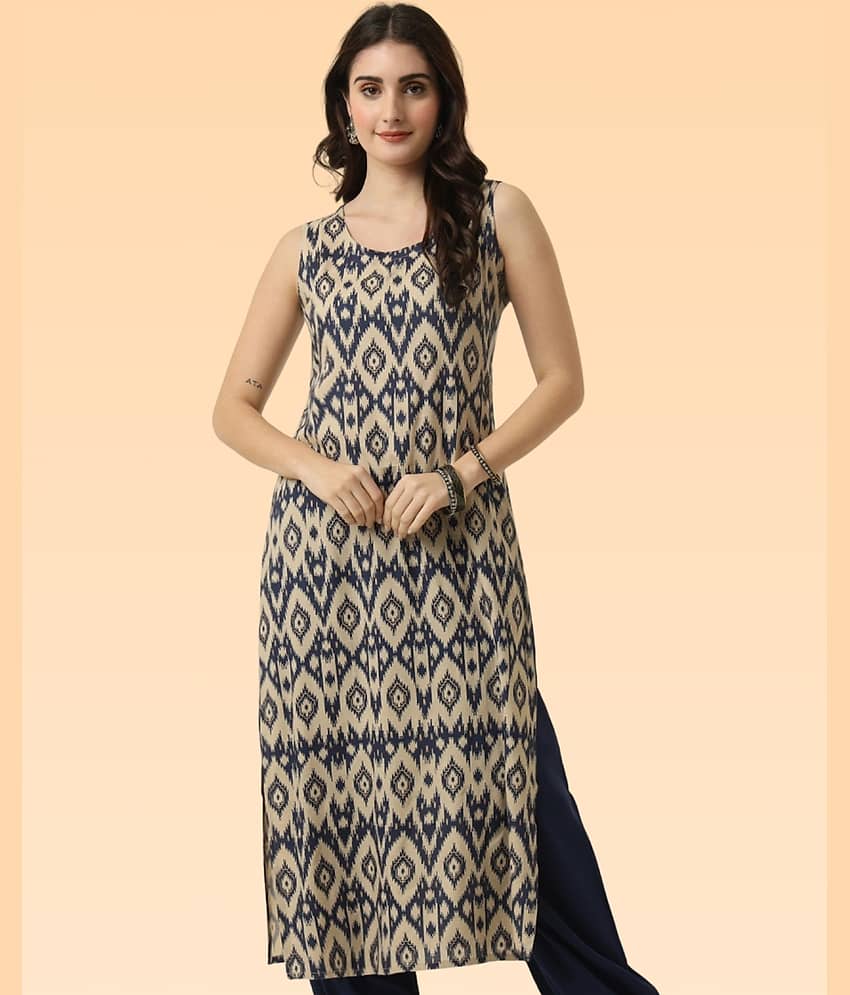 Silksutra Women Rayon Self Design A-line Kurti ( Beige )