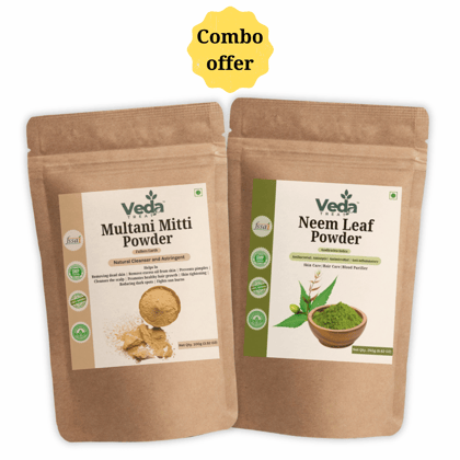 VedaTreat Multani Mitti and Neem Leaf Powder: 100% Pure & Natural Combo