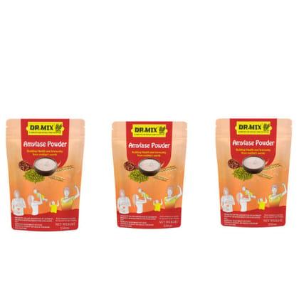 DR. MIX Nutritious Amylase Powder, Contains Enzymes And Probiotics, Improves Digestion, Increases Absorption Of Nutrients | Decreases Thickness Of Food, 250 gm Each - Pack of 3