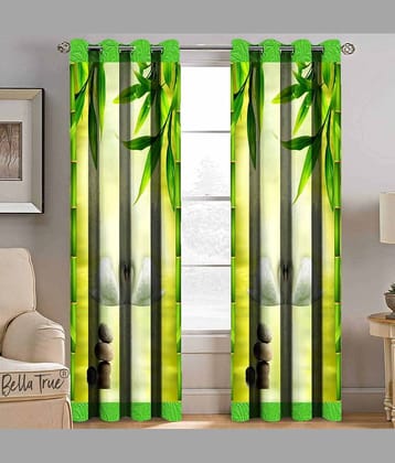 BELLA TRUE  Set of 2 Door SemiTransparent Eyelet Polyester Multi Color Curtains ( 213 x 113 cm )
