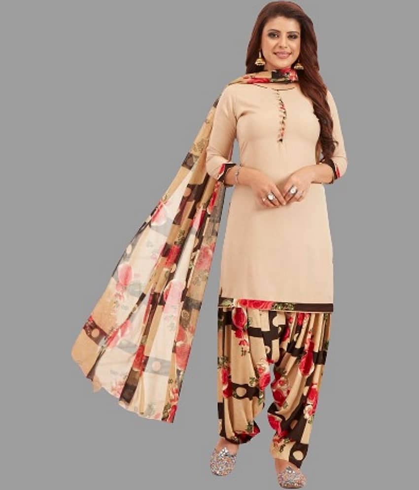 SIMMU - Unstitched Brown Crepe Dress Material ( Pack of 1 )
