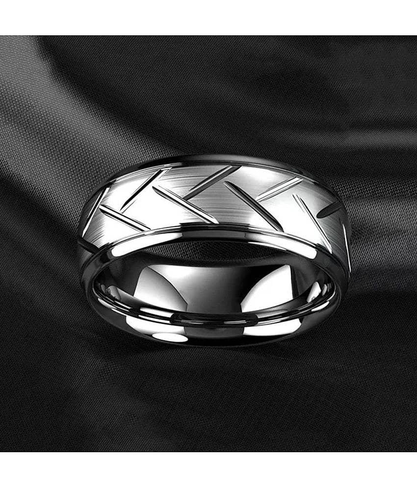 Thrillz Silver Michelin Ring | Simple Stainless Steel Ring | Mens Silver Ring | Minimalist Silver Ring | Mens Black Band| Gift for Him