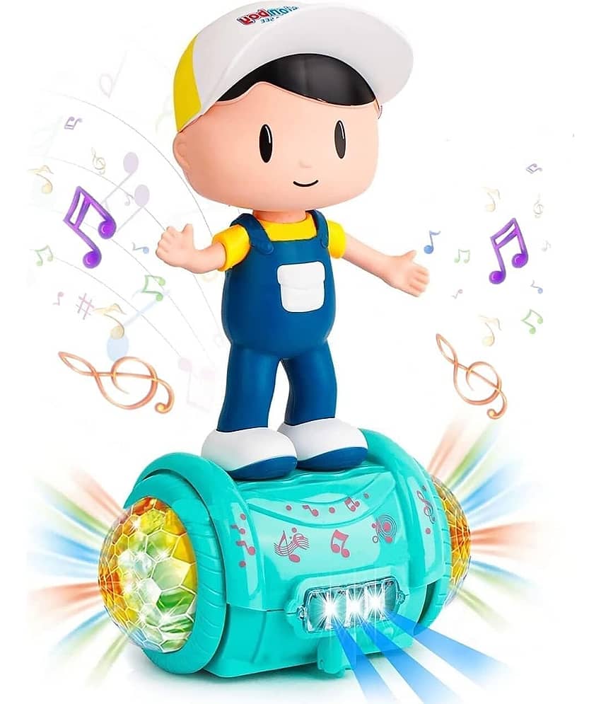 Musical Toy for Kids, 360 Degree Rotating Dancing Boy Doll, 5D Light & Sound, Bump & Go Action For Kids