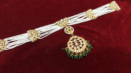 Intricately Designed Kundan and Pearl Headpiece