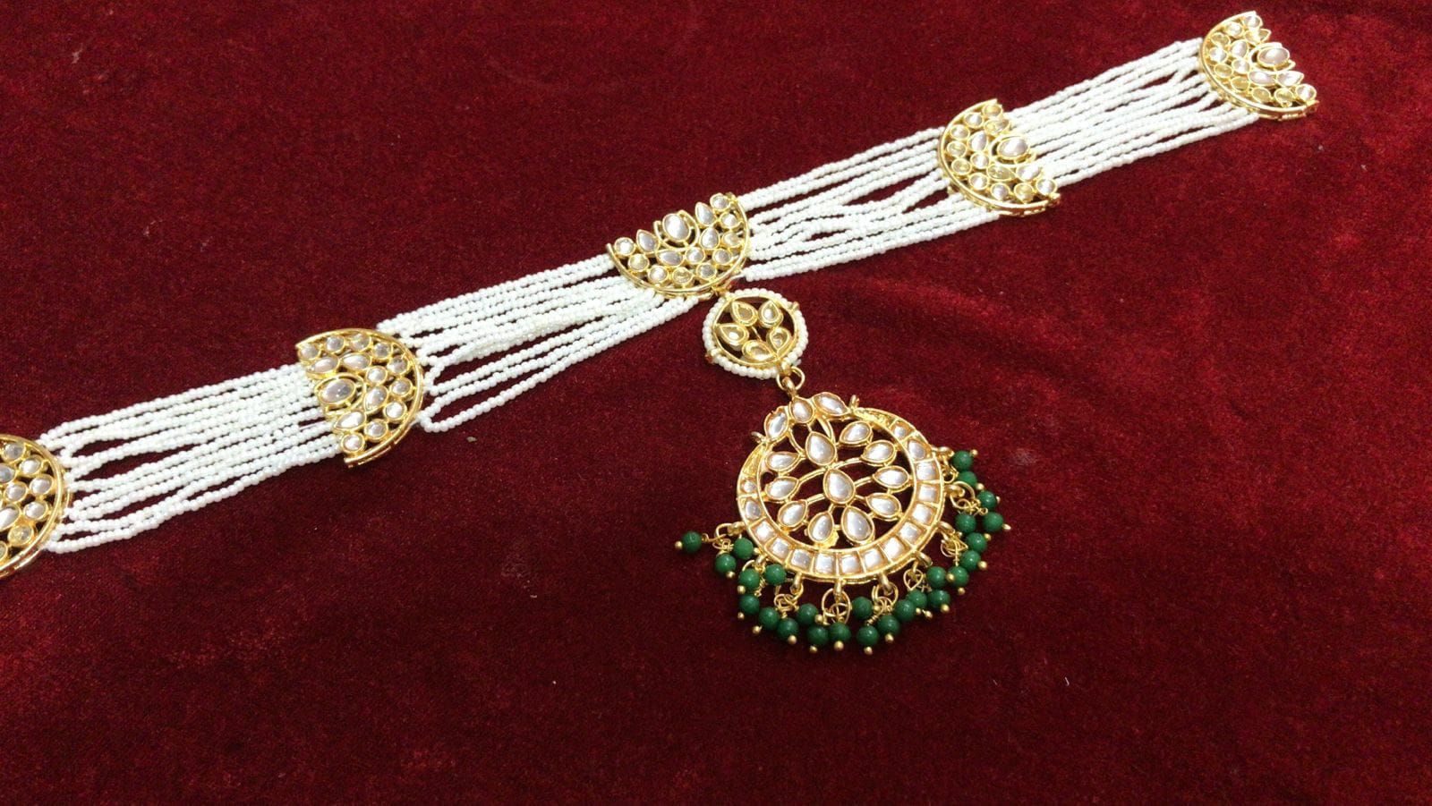 Intricately Designed Kundan and Pearl Headpiece