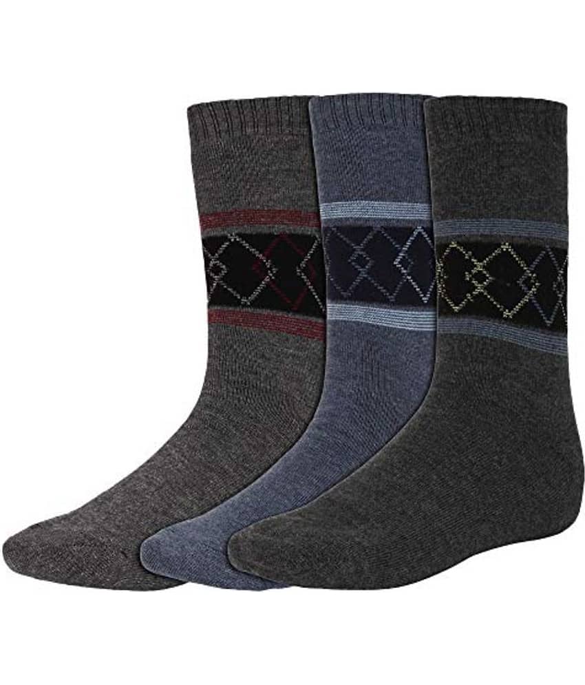 Creature - Woollen Men's Printed Multicolor Mid Length Socks ( Pack of 3 )