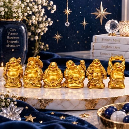 Golden Laughing Buddha Statues - Small Size
