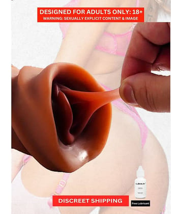 Male Masturbator Vaginal Flesh Pocket Pussy Light Sex Toy for Men Realistic Pocket Stroker- ROSY BROWN