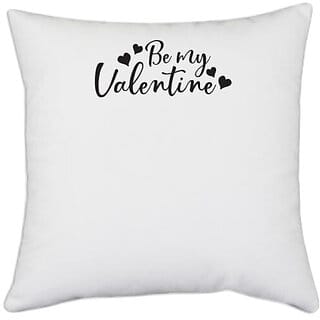 UDNAG White Polyester 'Valentine | Be My Valentine' Pillow Cover [16 Inch X 16 Inch]