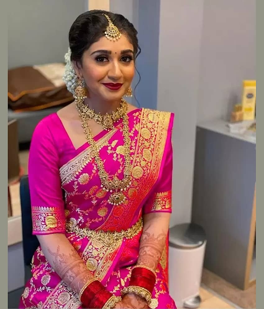 Today Deal Silk Woven Saree With Unstitched Blouse Piece ( Rani )