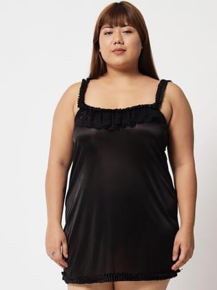 Klamotten Women's Plus Size Black Honeymoon Babydoll Lingerie 77K