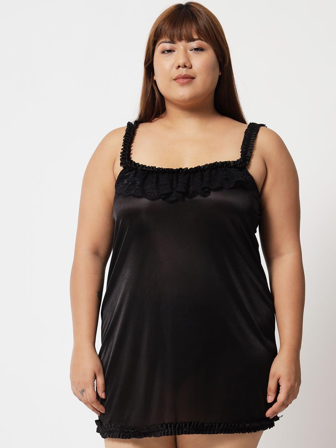 Klamotten Women's Plus Size Black Honeymoon Babydoll Lingerie 77K