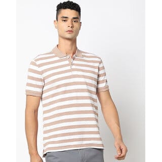 Fashlook Men Multicolor Striped Cotton Blend Polo T-Shirt