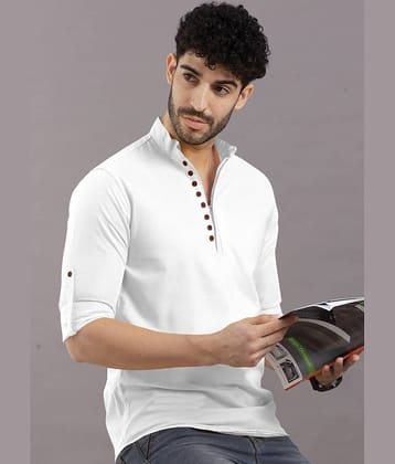 Ethnic Trendz White Cotton Blend Men's Regular Kurta ( Pack of 1 )