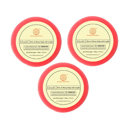 Khadi Natural Rose & Honey Loofah Soap Combo Pack Of 3 – 100gm Each
