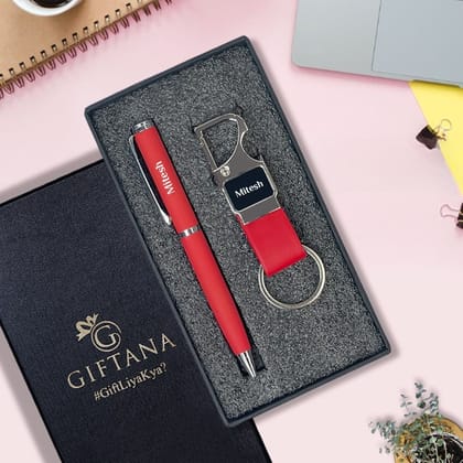 Giftana Personalized Opener Keychain & Pen Gift Set