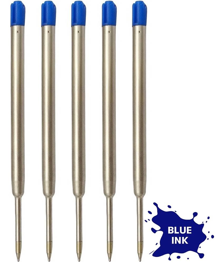 UJJi Blue Ink Metal Jotter for All Brand Pen Refill (Pack of 5, Blue Ink)