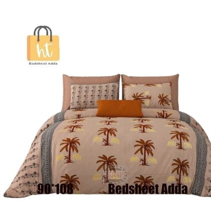 3001-Hometrade India-Standard King Size (90*108 Inches) Double Bedsheet With 2 Pillow Cover-RJ-14-Jaipur lining-3906