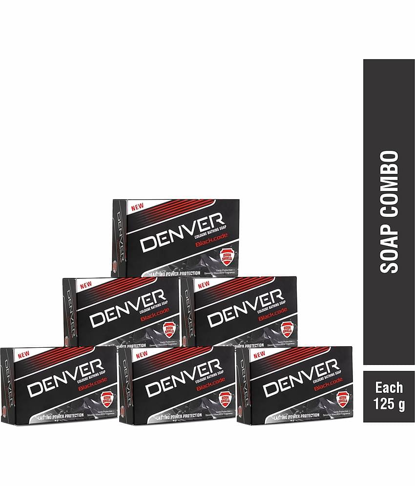 Denver Black Code Soap For Men - 125GM Each (Pack of 6)
