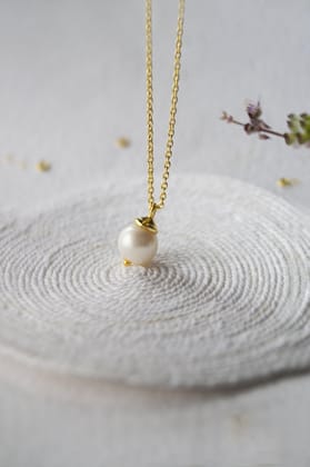 Pearl Blush Classic Gold Sterling Silver Pendant Necklace-Gold / 16 inches