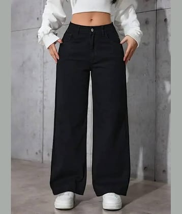 Niffer Fashion - Black Denim Wide Leg Women's Jeans ( Pack of 1 )