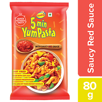 Sundrop 5 Min Yum Pasta - With Red Sauce, 80 g Pouch