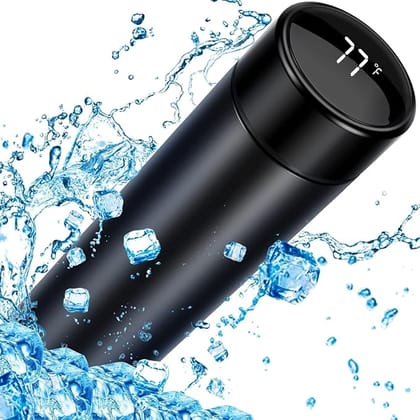 Quickous LED Temperature Display Water Bottle Double Walled Vacuum Insulated Stainless Steel Bottle 500 Ml