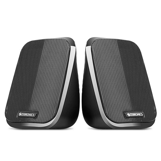 ZEBRONICS Fame, 2.0 USB Computer Speakers, 5 Watts, USB Powered, AUX, Volume Control Pod for PC, Laptops, Desktop