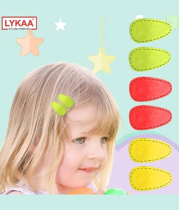 Lykaa Oval Shape Suede Hair Tic Tac Clips For Baby Girls Gifts - Pack of 6 (Multicolor)