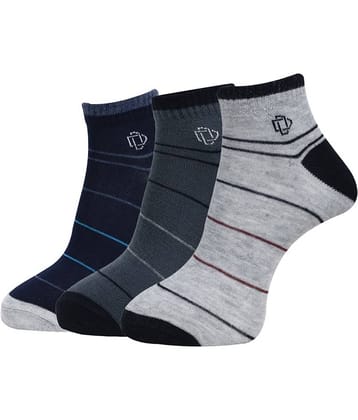 Dollar Cotton Blend Men's Striped Light Grey Ankle Length Socks ( Pack of 6 )