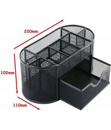 Jellify 9 Compartment Metal Mesh Desk Organizer For Office Table I Stationary Organiser For Study Table I Office Supplies Holder I Pen Stand