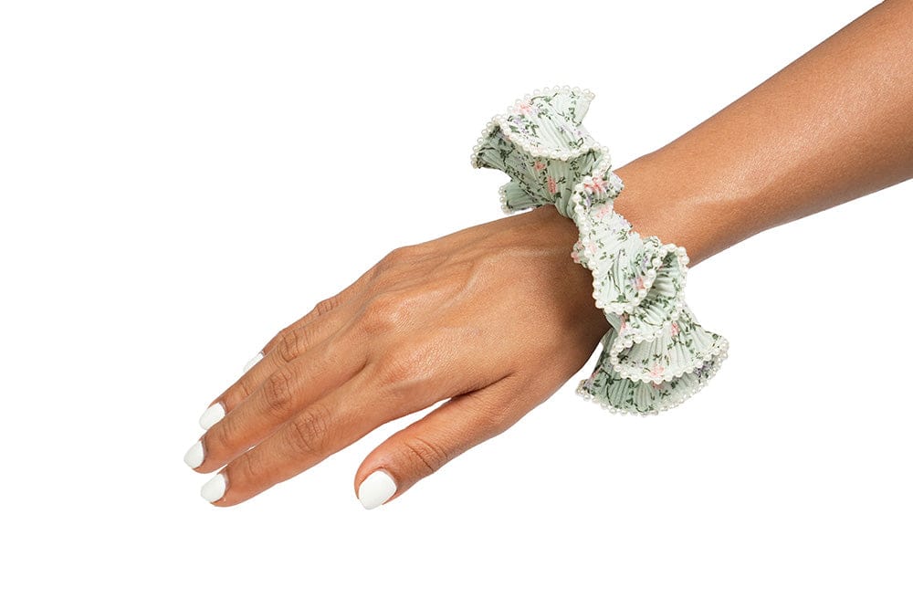 Scrunchies-003 green  Floral