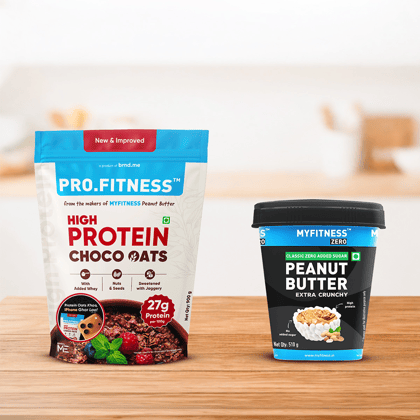 High Protein Combo | High Protein Chocolate Oats + Peanut Butter Classic Zero | Healthy Breakfast High Protein Combo | High Protein Chocolate Oats + Peanut Butter Classic Zero | Healthy Breakfast - 900g Oats + 510g PB